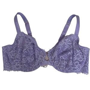 Savage X Fenty Lavender Floral Lace Balconette‎ Bra Plus Size 44DDD Sheer NEW
